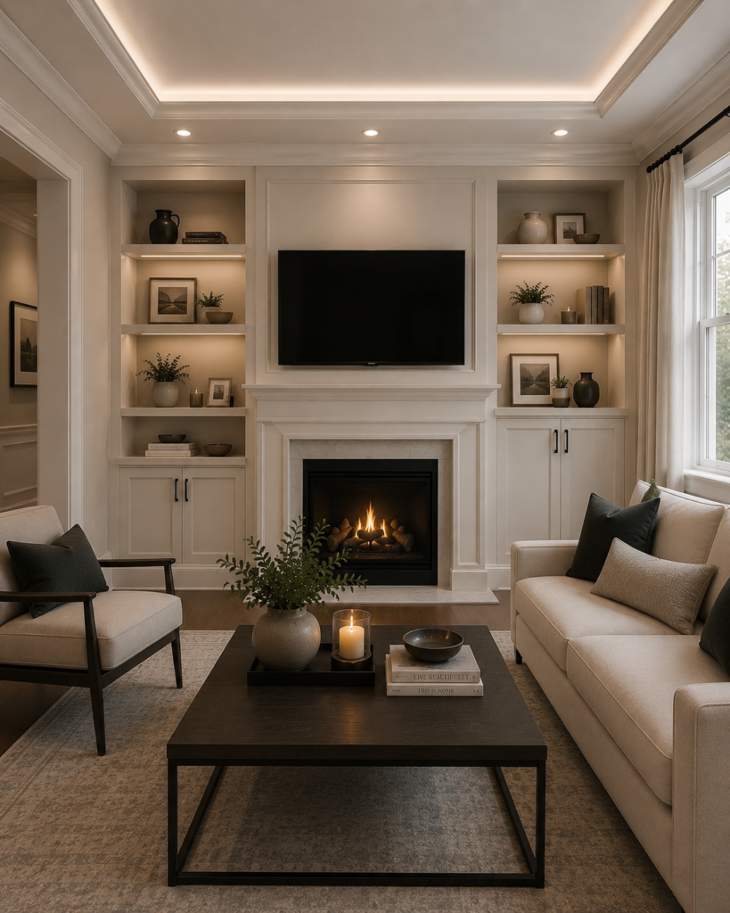 Custom Built-In Fireplace Wall